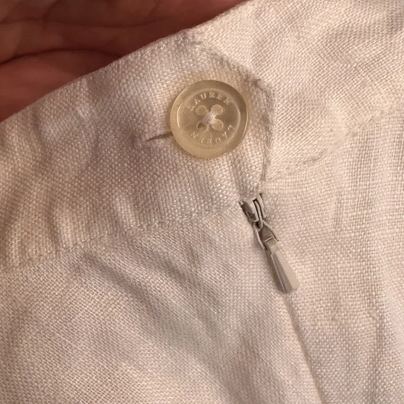 Ralph Lauren Winter White A Line Linen Skirt Sz 2P - Picture 3 of 6